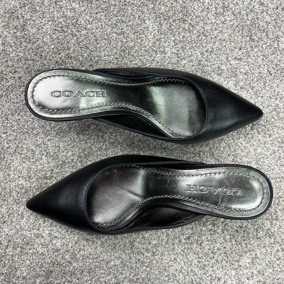 Beautiful Coach Black mule kitten pumps size 7.5 - Picture 7 of 9